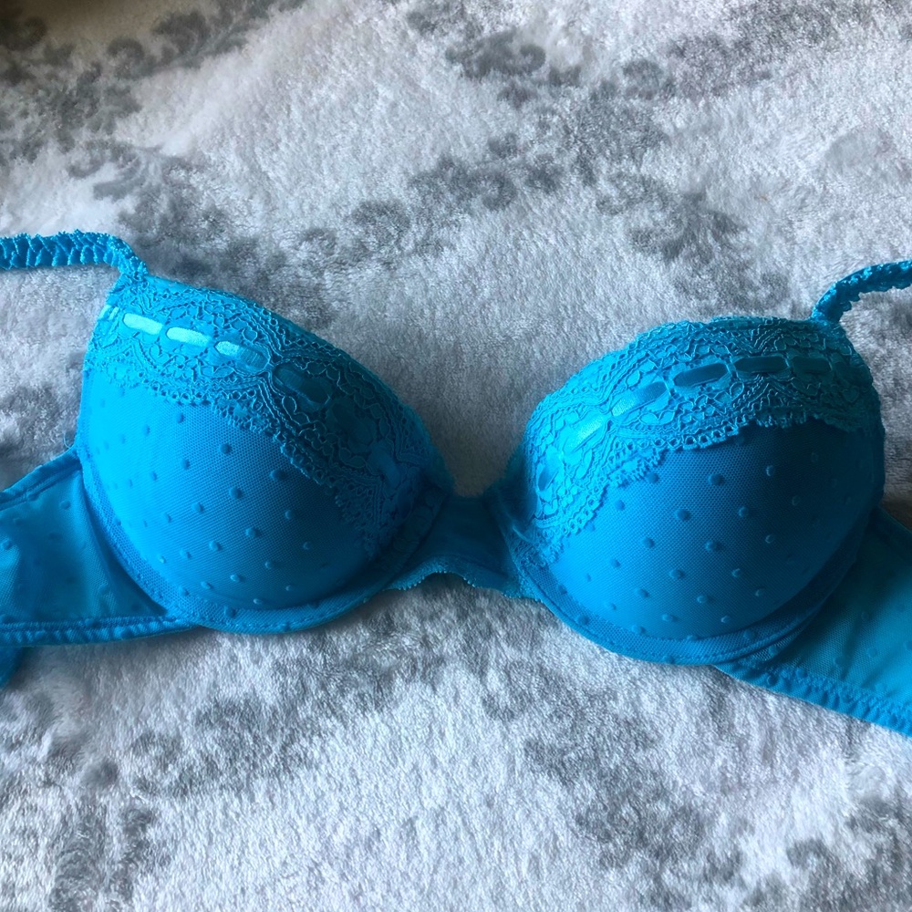 Candies Blue Lace & Polka Dot Push-up Bra